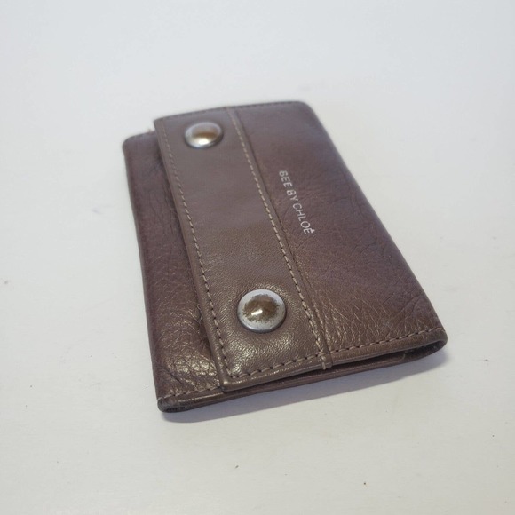 See By Chloe Logo Small Trifold Key Holder 6 Hooks Wallet Brown Leather Logo - Picture 6 of 7